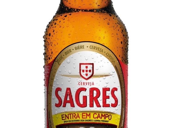 3D Liquid Drink Sagres Glass Lager Bottle Product Illustration