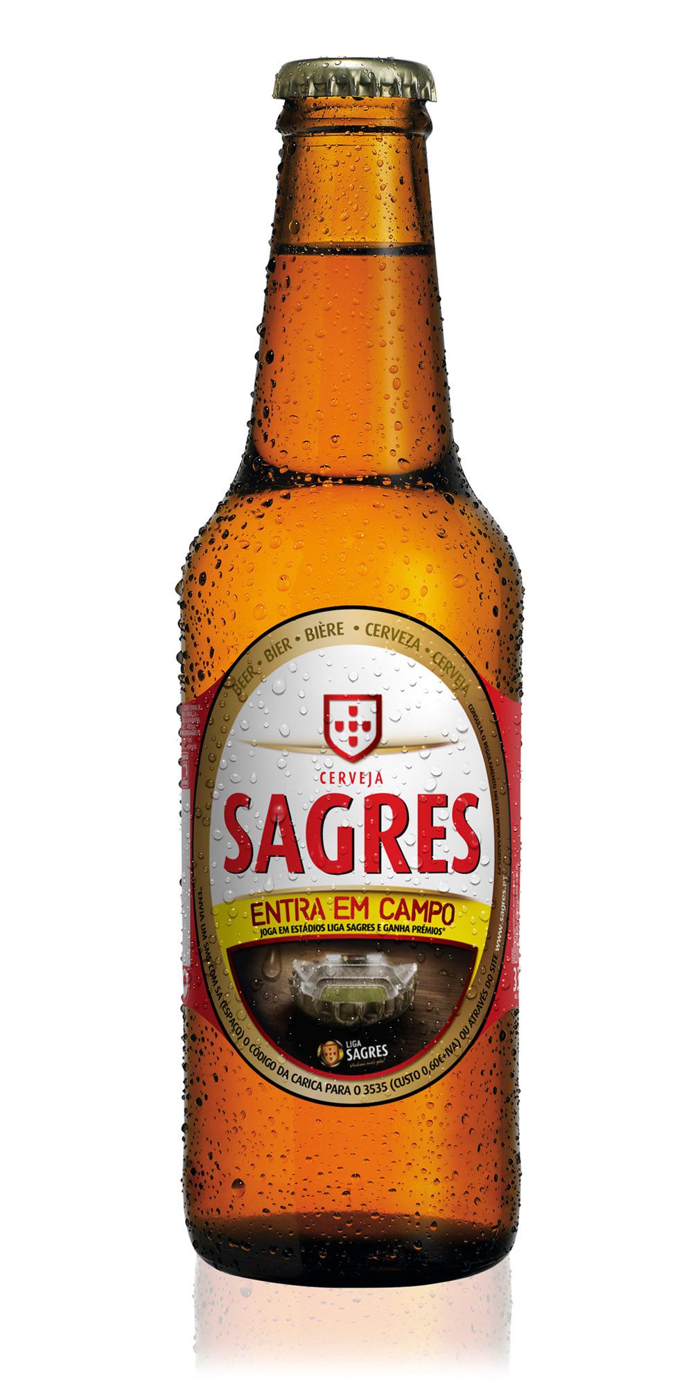 3D Liquid Drink Sagres Glass Lager Bottle Product Illustration