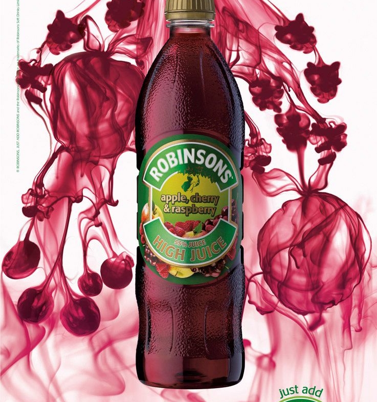 3D Liquids Robinsons Fruit Juice Drinks Bottles Product Illustration