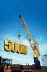 3D Numbers and Crane Advertising Illustration