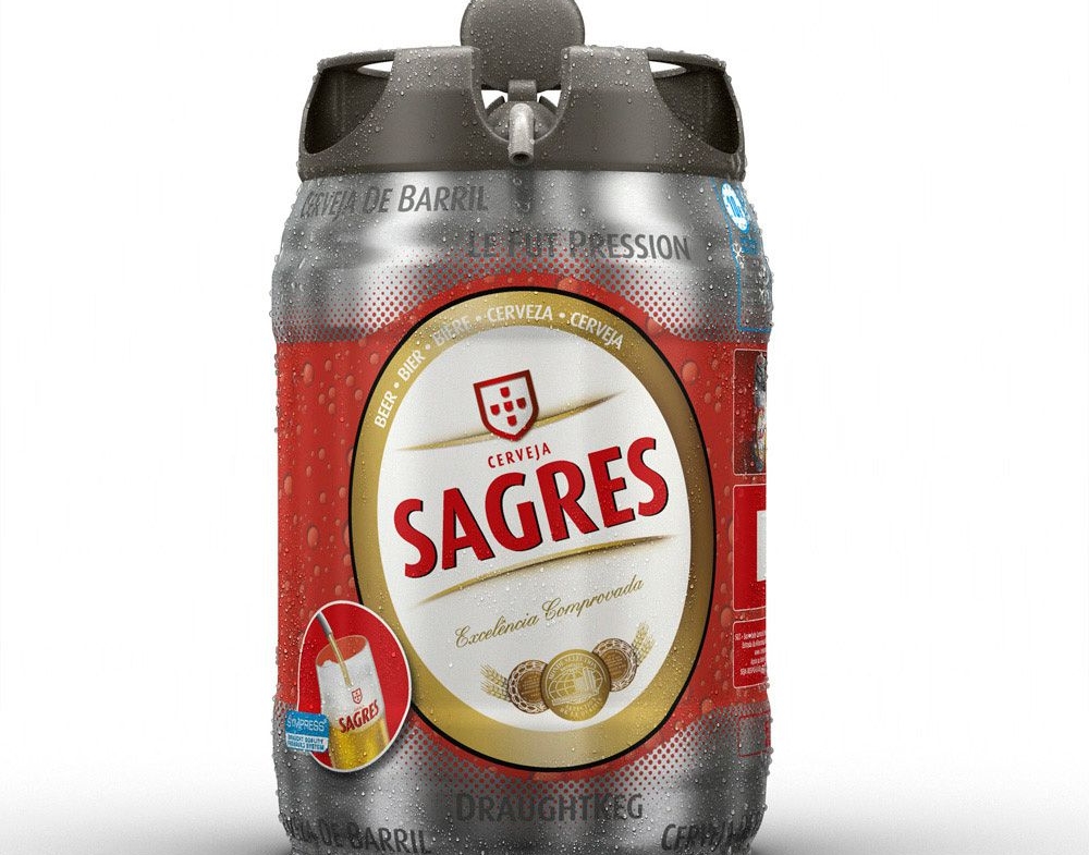 3D Sagres Drink Barrel Lager Keg Product Illustration