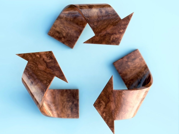 3D Wood Texture Recycle Logo Illustration