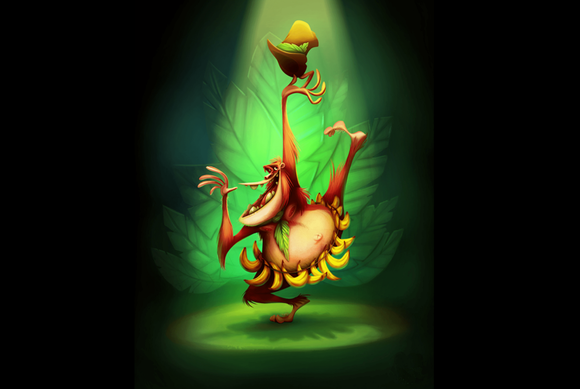 2D Dancing Orangutan Character Illustration