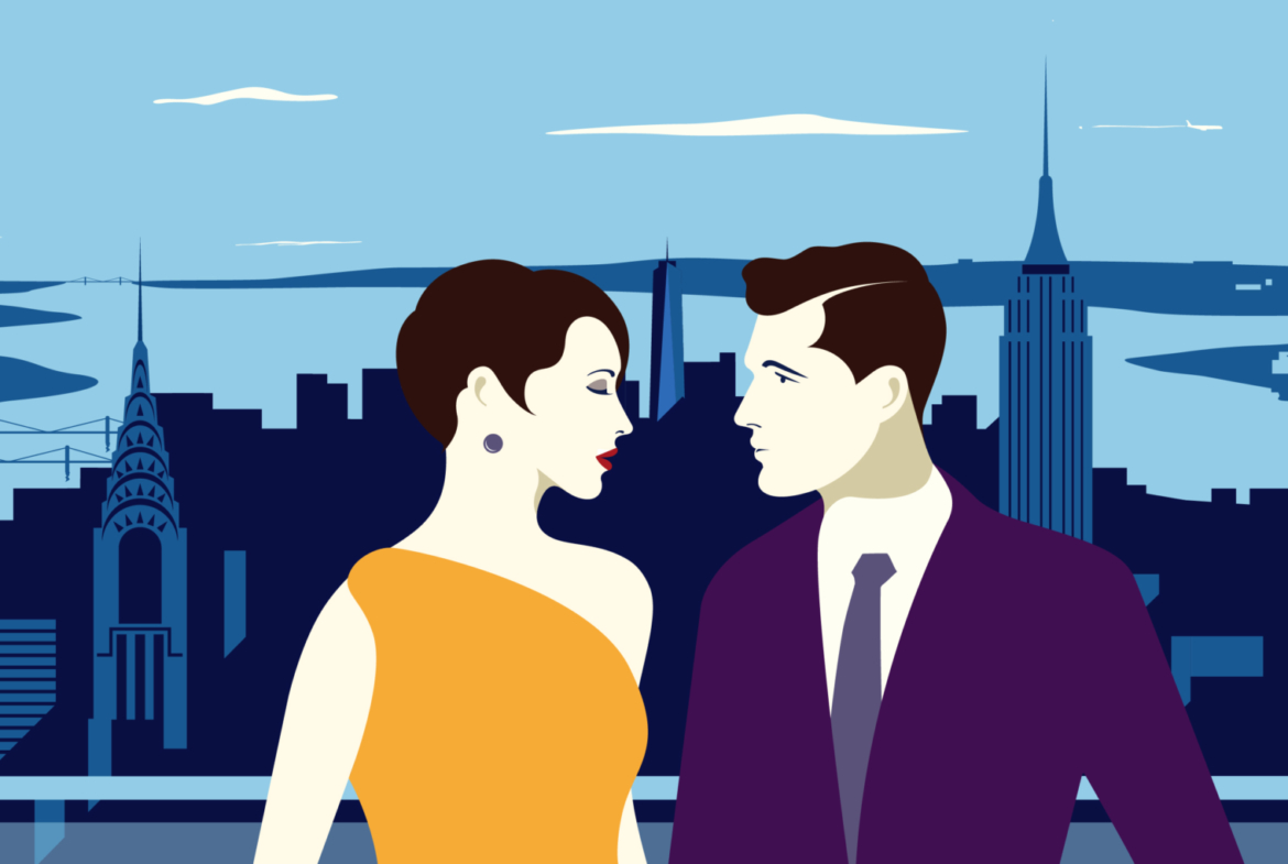Happy Couple 2D Vector Illustration