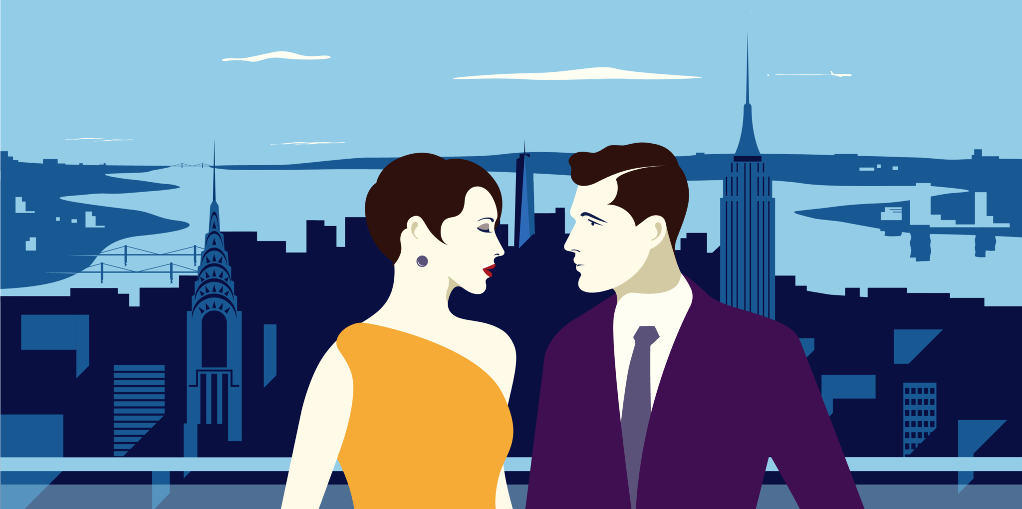 Happy Couple 2D Vector Illustration Happy Couple 2D Vector Illustration