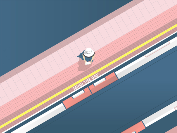 Waiting for the train 2D Vector Illustration