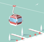 Ski Lift Descent 2D Vector Illustration