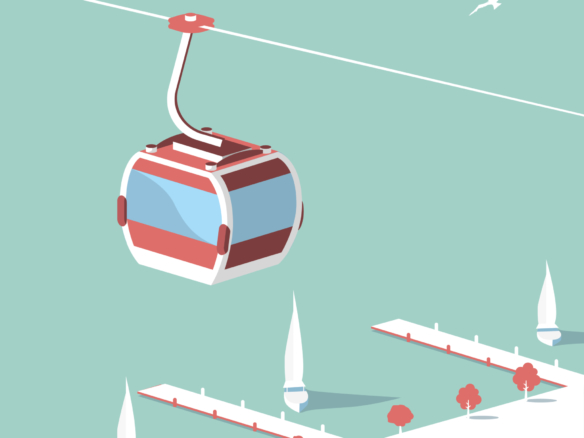 Ski Lift Descent 2D Vector Illustration