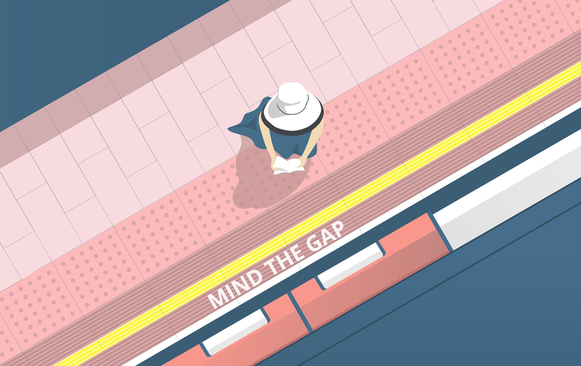 Waiting for the train 2D Vector Illustration