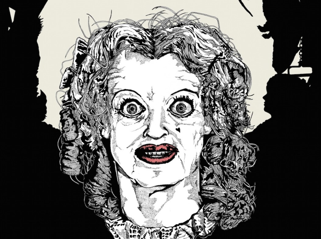 2D Black and White Baby Jane Horror Film Character Illustration