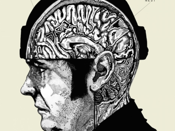 2D Black and White Brain Illustration