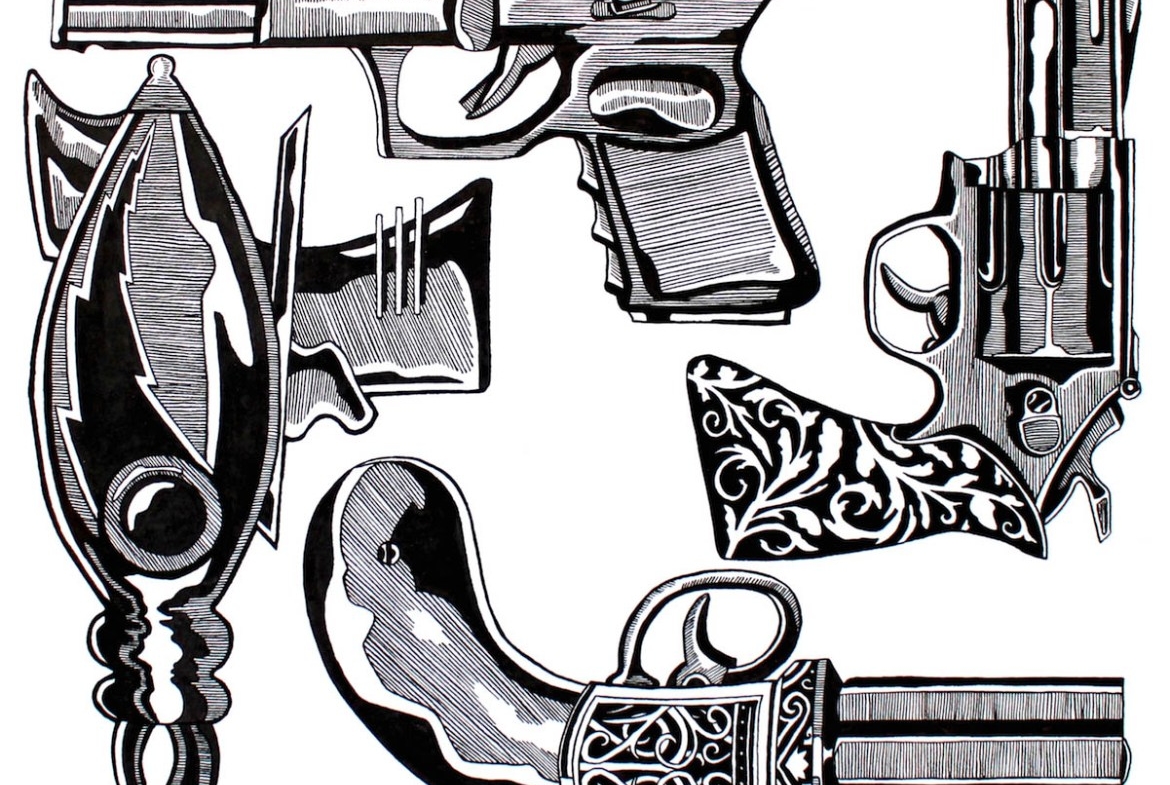 2D Black and White Gun Illustration