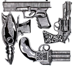 2D Black and White Gun Illustration