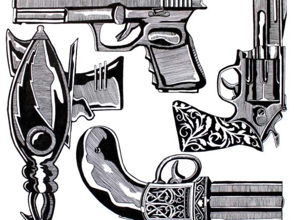 2D Black and White Gun Illustration - Illustration Agent