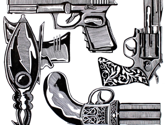 2D Black and White Gun Illustration