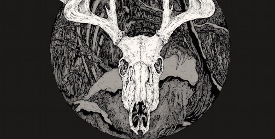 2D Black and White Reindeer Skull Illustration