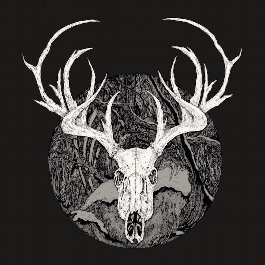 2D Black and White Reindeer Skull Illustration