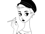2D Black and White Seberg woman Illustration