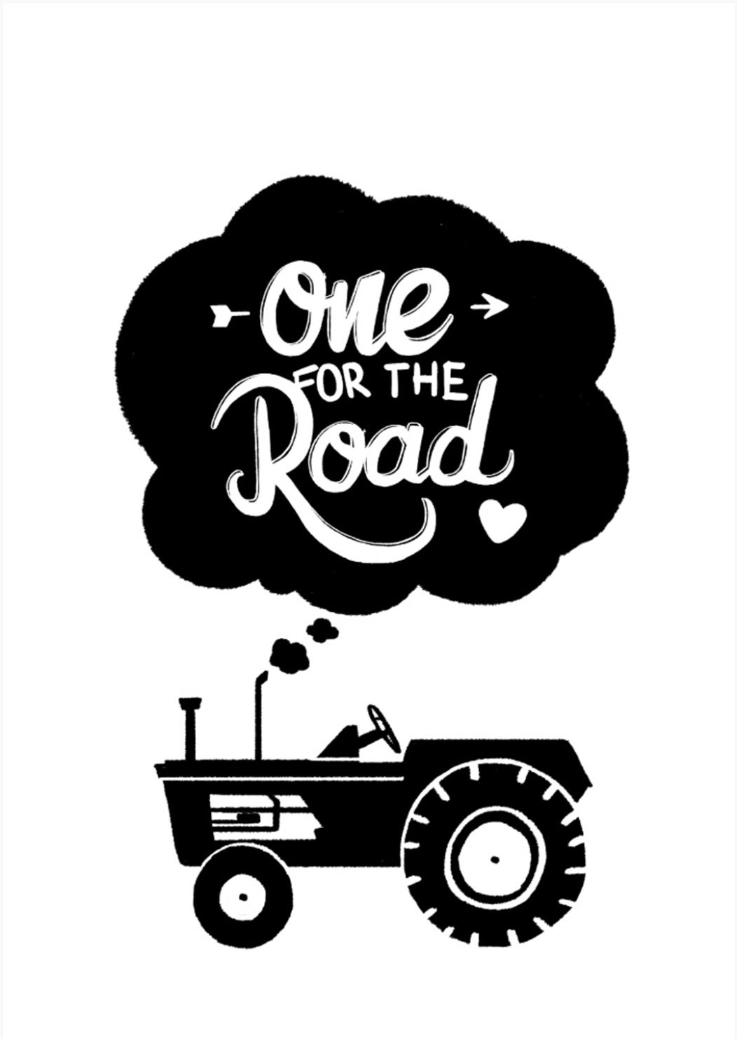 2D Black and White Tractor Illustration