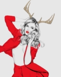 2D Female Christmas Outfit Fashion Illustration