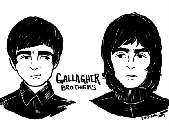 2D Gallagher Brothers Black and White Illustration