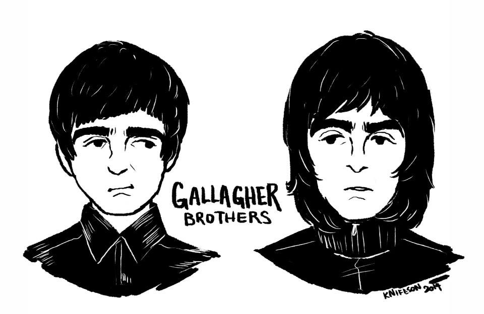 2D Gallagher Brothers Black and White Illustration
