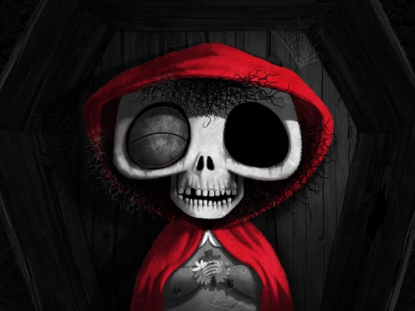 2D Little Dead Riding Hood Cartoon Illustration
