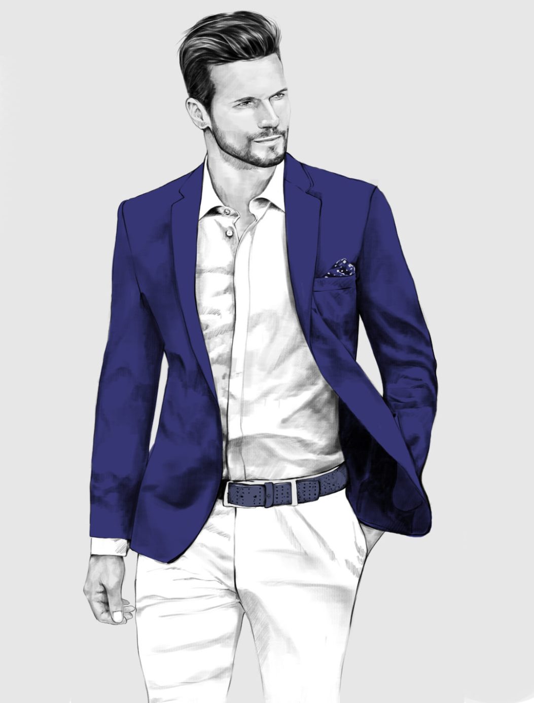 2D Male Jacket Model Fashion Illustration