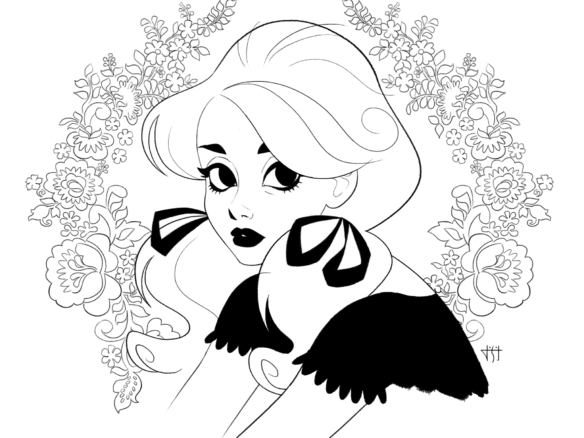 2D May Gigi Black and White Illustration