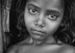 2D Young Girl Black and White Pencil Illustration