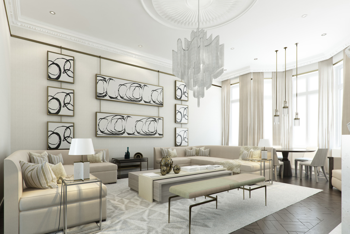 3D Modern Contemporary Living Room Interior Illustration