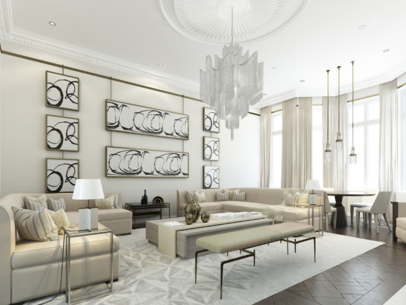 3D Modern Contemporary Living Room Interior Illustration