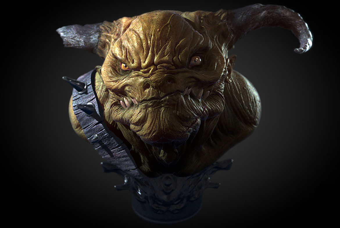3D Orc Head Bust Character Illustration