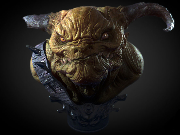 3D Orc Head Bust Character Illustration
