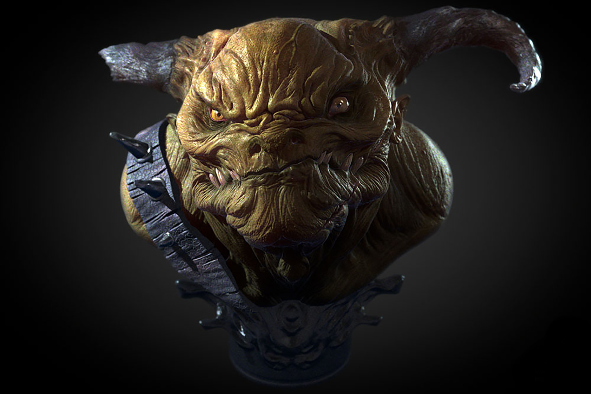 3D Orc Head Bust Character Illustration