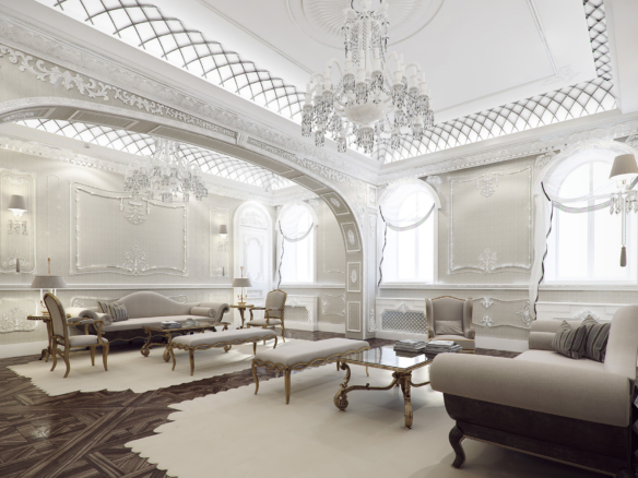 3D Rome Luxury Apartment Living Room Interior Illustration