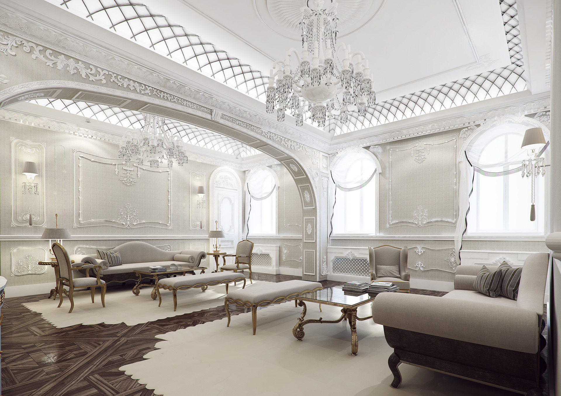 3D Rome Luxury Apartment Living Room Interior Illustration