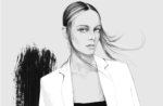 2D Black and White Stylish Fashion Model Illustration