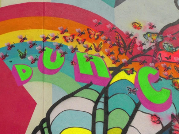 2D Colourful Spray Painted Butterfly Graffiti Mural