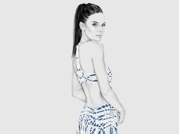 2D Elegant Evening Dress Fashion Illustration