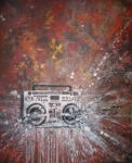 2D Graffiti Boom Box Stencil With Boom Effect