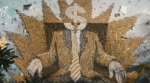2D Financial Business Man Graffiti Mural For Anti Smoking Campaign