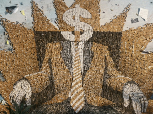 2D Financial Business Man Graffiti Mural For Anti Smoking Campaign