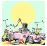 2D Graphic Graffiti Style Death Cab Illustration