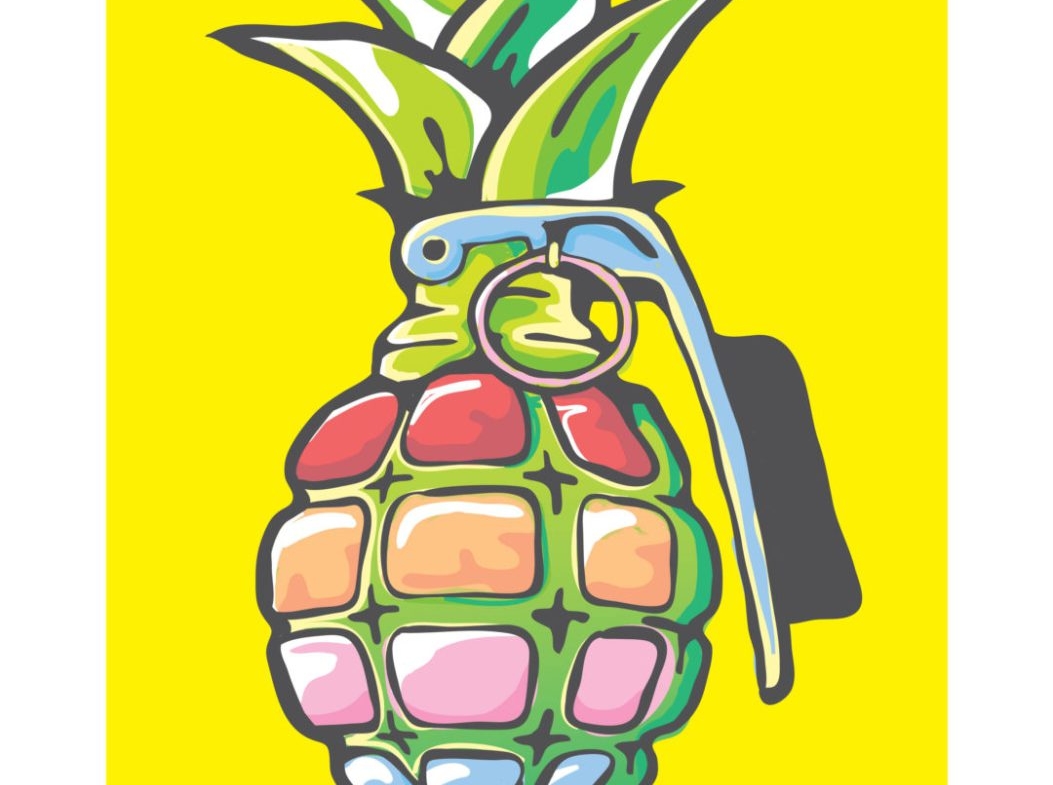 2D Graphic Graffiti Style Pineapple Grenade Illustration