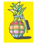 2D Graphic Graffiti Style Pineapple Grenade Illustration
