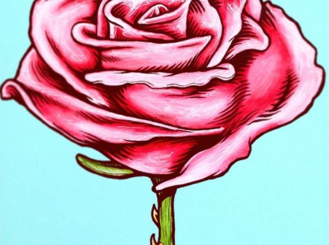 2D Graphic Graffiti Style Rose Flower Illustration
