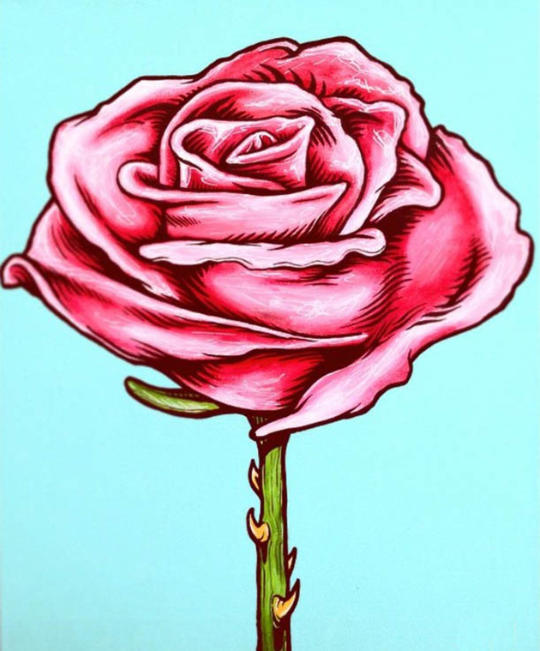 2D Graphic Graffiti Style Rose Flower Illustration