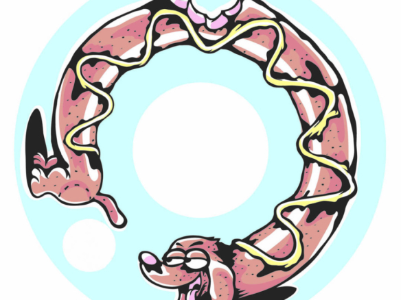 2D Graffiti Style Sausage Dog Illustration