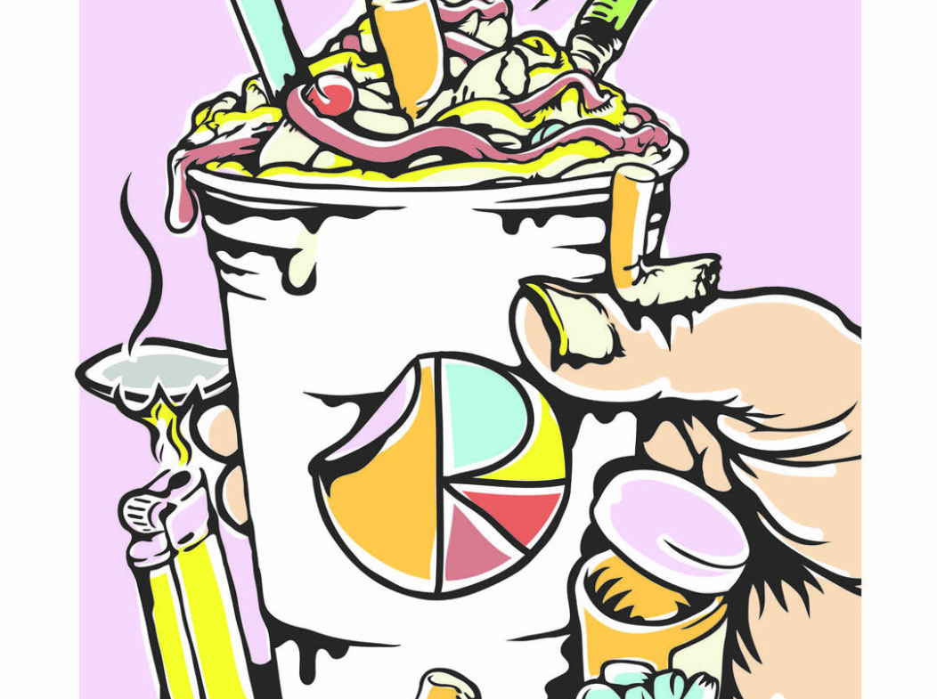 2D Graphic Graffiti Style Lethal Drugs Cocktail Illustration